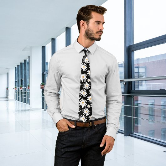 Daisies Black Personaliseer Initiaal Stropdas