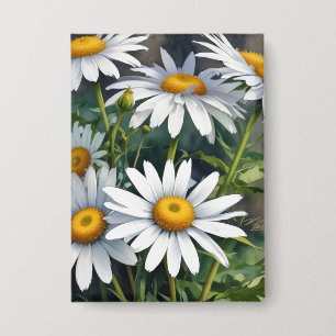 Daisies Bloemenbos Elegante Waterverf Button