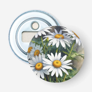 Daisies Bloemenbos Elegante Waterverf Button Flesopener