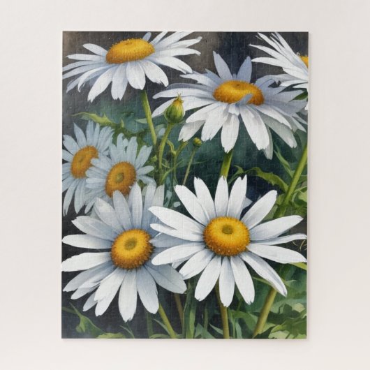 Daisies Bloemenbos Elegante Waterverf Legpuzzel (Verticaal)