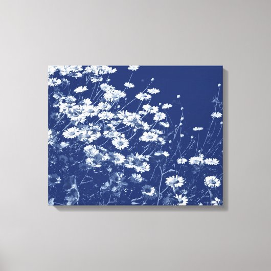 Daisies - Cyanotype-effect Canvas Afdruk (Voorkant)