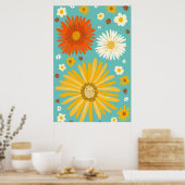 Daisies Daisy Flowers Retro Art Poster (Keuken)