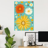 Daisies Daisy Flowers Retro Art Poster (Thuiskantoor)