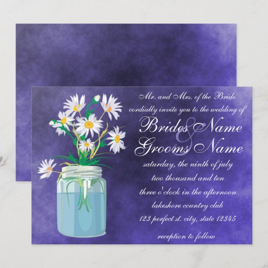 Daisies d'été Invitations de mariage (Devant / Derrière)