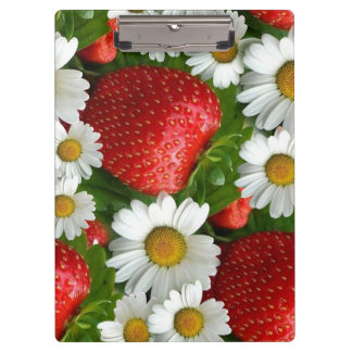 Daisies en aardbeien klembord