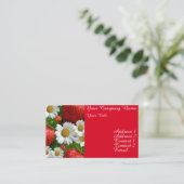 Daisies en aardbeien visitekaartje (Staand voorkant)