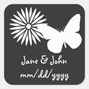 Daisies en Butterflies in Black Sticker