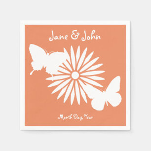 Daisies en Butterflies in Coral Napkins Servetten