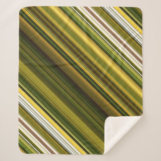 Daisies en Goldenrod Groene en Gele Streep Sherpa Deken (Voorkant)