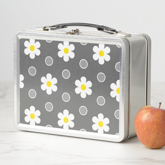 Daisies en Gray and White Polka Dots (In situ)