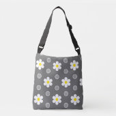 Daisies en Grijs en Wit Polka Dot Patroon Crossbody Tas (Voorkant)