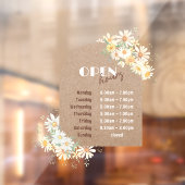 Daisies en Kraft Paper Arch Openingstijden Raamsticker (Vel 2)