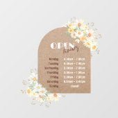 Daisies en Kraft Paper Arch Openingstijden Raamsticker (Vel)