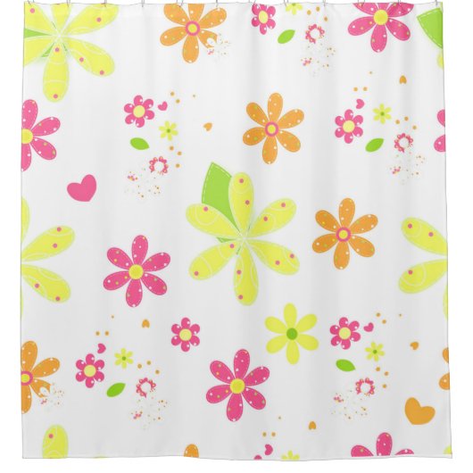 Daisies en Polka Dots Douchegordijn (Voorkant)