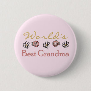 Daisies en Rozen Wereld Beste Oma Ronde Button 5,7 Cm