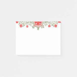 Daisies en Shield Red Gold Floral Art Stickies Post-it® Notes