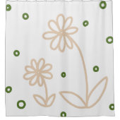 Daisies en Stippen 2 - Wit, Zand en Palmgroen Douchegordijn (Voorkant)