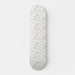Daisies en Stippen 2 - Wit, Zand en Palmgroen Skateboard