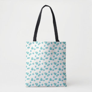 Daisies en Stippen - Turquoise en Geel Draagtas