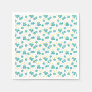 Daisies en Stippen - Turquoise en Geel Servet
