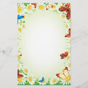 Daisies en vlinders Bloemenplantage Briefpapier