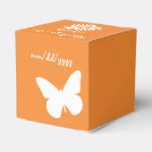 Daisies en Vlinders in Oranje Favor Box Bedankdoosjes (Achterkant)