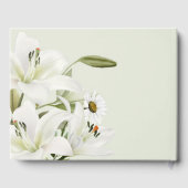 Daisies en White Lilies Light Green Background Gastenboek (Achterkant)