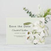 Daisies en White Lilies Light Green Background Save The Date (Staand voorkant)