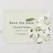 Daisies en White Lilies Light Green Background Save The Date (Voorkant / Achterkant)