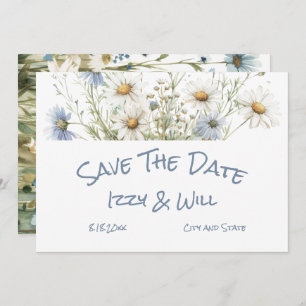 Daisies & Faded Denim rustieke bruiloft Save The Date