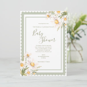 Daisies Floral Elegant Baby shower Kaart