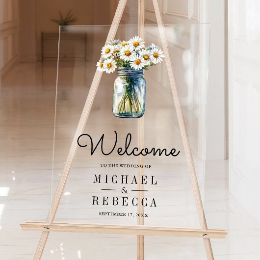 Daisies Floral Mason Jar Wedding Welcome