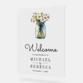 Daisies Floral Mason Jar Wedding Welcome (Angle)