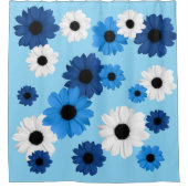Daisies / Flowers in shades of blue and white Douchegordijn (Voorkant)