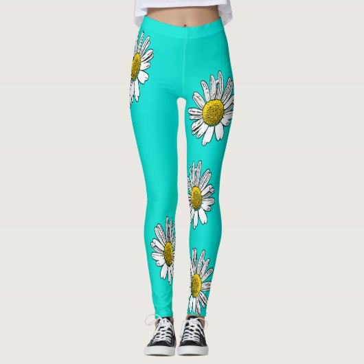 Daisies getekend leggings (Voorkant)