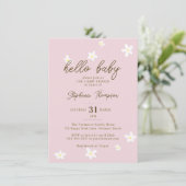 Daisies Hallo Baby Spring Pink Boho Girl Shower Kaart (Staand voorkant)