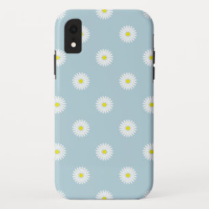 Daisies Illustratief Patroon op Bord Blauw iPhone XR Hoesje