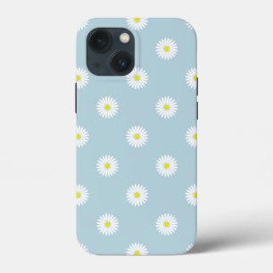 Daisies Illustratief Patroon op Bord Blauw iPhone 13 Mini Hoesje