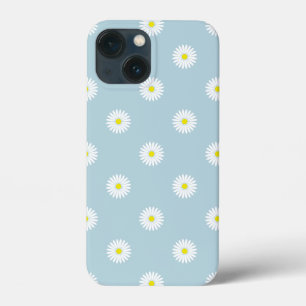 Daisies Illustratief Patroon op Bord Blauw iPhone 13 Mini Hoesje