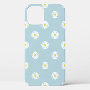 Daisies Illustratief Patroon op Bord Blauw iPhone 12 Hoesje