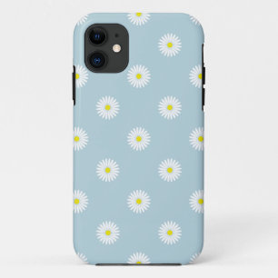 Daisies Illustratief Patroon op Bord Blauw iPhone 11 Hoesje