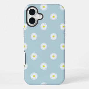 Daisies Illustratief Patroon op Bord Blauw iPhone 16 Plus Hoesje