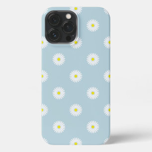 Daisies Illustratief Patroon op Bord Blauw iPhone 13 Pro Max Hoesje