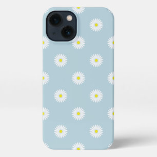 Daisies Illustratief Patroon op Bord Blauw iPhone 13 Hoesje