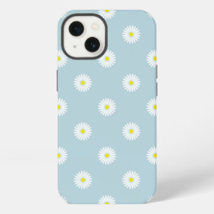 Daisies Illustratief Patroon op Bord Blauw iPhone 13 Hoesje