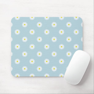 Daisies Illustratief Patroon op Bord Blauw Muismat