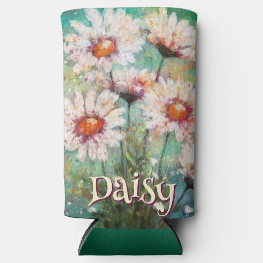Daisies Impressionistic Floral Teal Personalized (Voorkant)