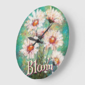 Daisies Impressionistic Floral Teal Personalized Grote Klok (Hoek)