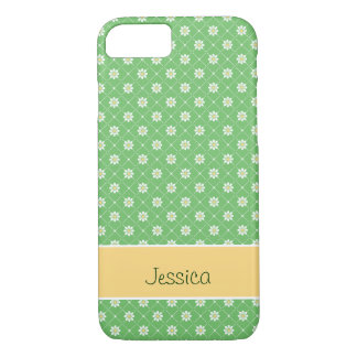 Daisies in een diamantpatroon op groen 	iPhone 8/7 hoesje