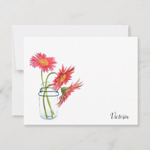 Daisies in een Mason Jar Personalized Note Cards Notitiekaartje